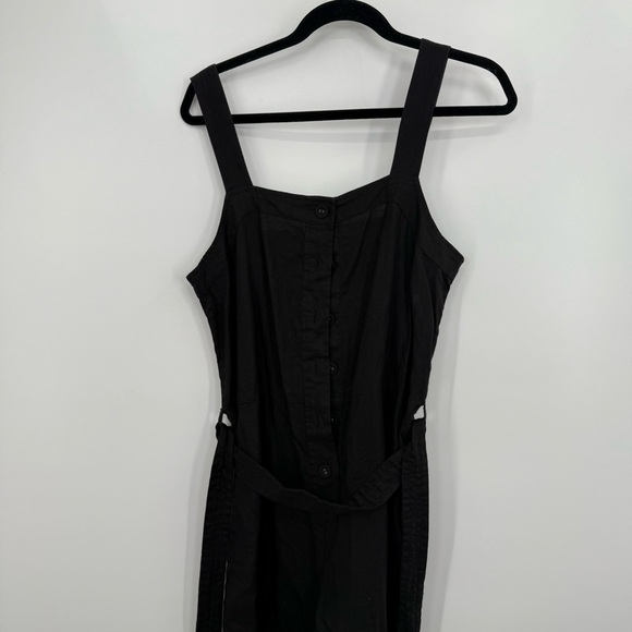 EVERLANE The Linen Picnic Jumpsuit Black Sleeveless Button-Up Size 8 - Picture 3 of 12